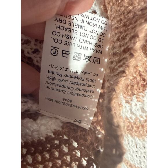 SheIn Brown and White Striped Tie Front Cardigan Crop Sz M - Picture 5 of 8